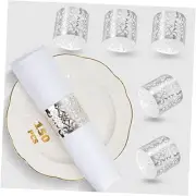 150PCS Premium Napkin Rings Laser Cut Foil Paper Napkin Holder for Silver
