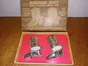 NOS Vintage Metal. Cowboy Boots Salt & Pepper Shakers (Japan)