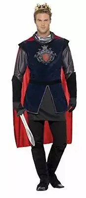Smiffys King Arthur Deluxe Costume, Black, with Top, Cape, Gloves, Boot Covers a