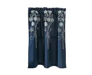 Solid Color Flower Pattern Kitchen Short Curtain Valance Drape Window Home Decor-Navy Blue