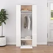 White Engineered Wood Hallway Cabinets, 2-Piece Set with Storage Shelves for Entryway or Mudroom Organization