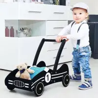 在飛比找蝦皮購物優惠-賽車造型 F1 寶寶學習走路車 推車 學步車玩具 木質  黑