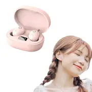 Wireless Bluetooth Earbuds with LED Display Touch Control and Charging Case-Pink