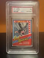 1974 EVEL KNIEVEL CARD & STICKER CELLO PACK TOPPS PSA 7
