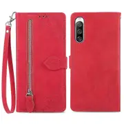 For Sony Xperia 10 IV 5G Imprinted Pattern Zipper Pocket Cell Phone Cover Wallet Case