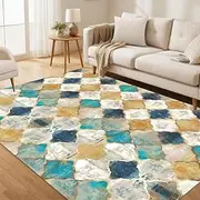 [Generic] Modern Area Rug for Living Room Bedroom, Stain-Resistant Pet Friendly Carpet，Abstract Home Deco Non-Shedding, Machine Washable(Natural,150x240cm)