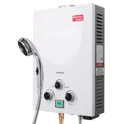 THERMOMATE Portable Gas Outdoor Camping Hot Water Heater System, with 12V Pump, Shower Head, White