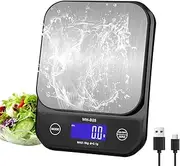 B-Qtech Kitchen Scales, 5kg/0.1g Digital Kitchen Food Scale, Electronic Kitchen Scale for Cooking, Baking, Lab & Coffee, Waterproof Scale with Stainless Steel Platform, LCD Display and Type-C Charging