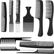 10 Pieces Hair Comb Set, Professional Salon Hair Styling Barber Combs Plastic Fine and Wide Tooth Hair Combs Teasing Comb Dressing Combs for Men and Women