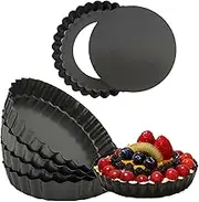 6Pcs/Set Mini Tart Pan Egg Tart Molds with Removable Bottom Non-Stick Pie Pizza Cake Round Mould Tins Tarts Quiche Pan Bakeware
