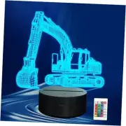 Excavator 3D Night Light, 3D LED Optical Illusion Lamp with Remote Excavators