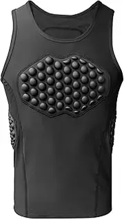 [Topeter] Football Padded Shirts with Rib/Chest/Back Pads Protector, Basketball Protective Compression Undershirt for Men
