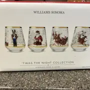 Williams Sonoma Twas The Night Before Christmas Stemless Wine Glasses NEW