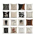 Simple Abstract Pattern Linen Cushion Cover Square Decorative Throw Pillow Case
