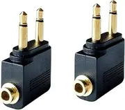 Audio Airplane Adapters Dual 3.5mm Male to 3.5mm Female Airline Flight Headphone Adapters Gold Plated (2 Pack)