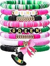 Huquary 8 Pcs Witch Party Braided Bracelets Adjustable Green and Pink Friendship Matching Bracelets with Witch Hat and Pink Bow for Best Friends BFF Couples Accessories Party Dress Decor Gifts, about