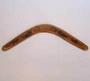 GENUINE 41cm AUSTRALIAN ABORIGINAL HAND-PAINTED RETURNING WOODEN BOOMERANG ART