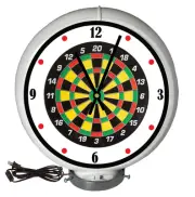 Darts Game Room WBG, White Lighted Gas Pump Globe Advertising Style Quartz Clock
