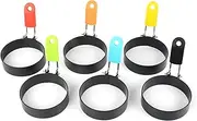 3in Egg Ring Set of 6 Stainless Steel Egg Rings Round Egg Molds Silicone Egg Rings Nonstick Pancake Mold Breakfast Egg Mold Durable Easy to Clean Ergonomic Design Safe Cooking Tool for Kitchen