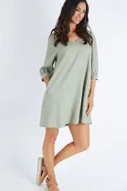 Alberte 3/4 Sleeve Dress--SAS-14302DWSS