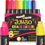 Jumbo Liquid Chalk Markers - Bold Chalk Markers for Chalkboards, Window Markers,