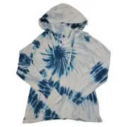 Member's Mark Women's Ultra Soft Raw Hem Favorite Tie Dye Hoodie (Blue/White