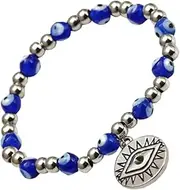 [CHILDWEET] 2pcs Devil Eye Bracelets Turkish Jewelry Stretch Bracelet String Turkish Feng Shui Amulet Blue Eye Bead Pendant Lava Bracelet Decorative Bangle Alloy Jewelry Woman Bracelets