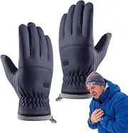 LeoLeozz Gloves for Cold Weather | Windproof Snowboarding Gloves,Winter Cycling Touchscreen Mitten, Comfortable Warming Gloves for Women and Men (Blue)