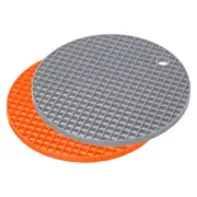 Silicone Trivet Mats 2pcs, Round Hot Pan Pads Drying Mat - Orange, Light Gray