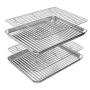 Baking Sheet, Half Sheet Pan with Cooling Rack Half Sheet Pans - 17.3" X 12.2"