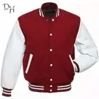 New Maroon Wool Letterman Bomber Jacket Varsity With White Real Leather Sleeves