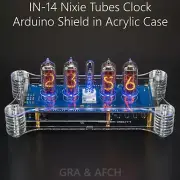 IN-14 Arduino Shield Nixie Clock in Acrylic Case [WITH OPTIONS GPS TEMP] 4 TUBES