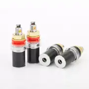 4pcs Rhodium Plated Carbon Fiber Binding Posts Banana Jack Speaker Connector
