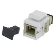 SC UPC Fiber Optic Simplex Multi Mode Keystone Jack Coupler Snap In Insert Ivory