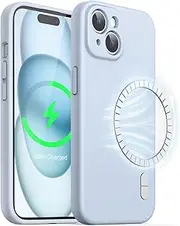 JETech Magnetic Silicone Case for iPhone 15 6.1-Inch, Compatible with MagSafe, Phone Cover with Camera Lens Full Protection (Blue)