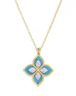 Roberto Coin 18K Yellow Gold Diamond & Turquoise Venetian Princess Pendant Necklace, 18