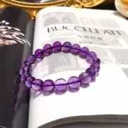 10.5mm Genuine Natural Purple Amethyst Crystal Round Beads Bracelet AAA