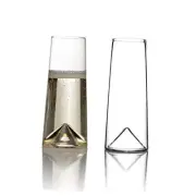 Monti-Flute Stemless Champagne Glasses Set of 2 - Elegant Hand Blown Champagne