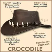 【oZtrALa】LEATHER Hat CROCODILE Band Mens AUSTRALIAN Outback DUNDEE Jacaru Cowboy