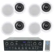 Technical Pro RX400X4 Bluetooth Home Receiver Amp+8) 6.5" White Ceiling Speakers