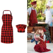 Unisex Kitchen Cooking Apron with Hat Baking Apron Plain Work Apron with Pocket