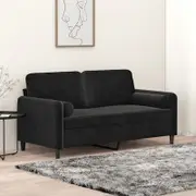 2-Seater Sofa with Throw Pillows Black 140 cm Velvet
