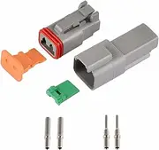 128PCS Deutsch Connector Kit Automotive Deutsch Dt Series Electrical Wire Plug Tool Connector Sealed Deutsch Crimper with Pins Box Stamped Contacts Size 16 Waterproof for Auto Marine Motorcycle