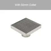 Square Floor Waste - Wedge Wire / Heel Guard Style - 316 Stainless Steel