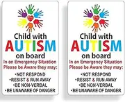 WSQ 2-Pack Child with Autism On Board Autism Awareness Vinyl Sticker Decal - 5x3 Inches - for Car Truck SUV Van Window Bumper Wall Laptop Tablet Cup and Any Smooth Surface