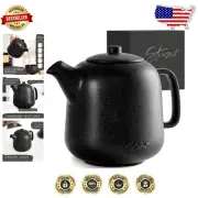 Elegant 44 oz Black Ceramic Teapot with Infuser – Unique Design for Tea Lovers