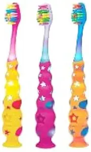 Superstars Kids Flashing Toothbrush – Fun LED Light Timer for Brushing – Soft Bristles for Gentle Cleaning – 6-Pack for Children