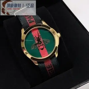 高端 古馳Gucci小蜜蜂中性款經典綠紅女士腕表男錶女錶手錶女士手錶石英錶錶流行錶瑞士錶