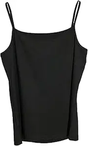 AMITH Women Camisole Tanks,Basic Camis Undershirt Adjustable Spaghetti Strap Tank Top | Thermal Vest Warm Tank-Top Sleeveless Camisole Lingerie for Women and Girls Black