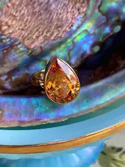 Charles Albert Faceted Peach Cubic Zirconia & Alchemia Gold Handcrafted Ring